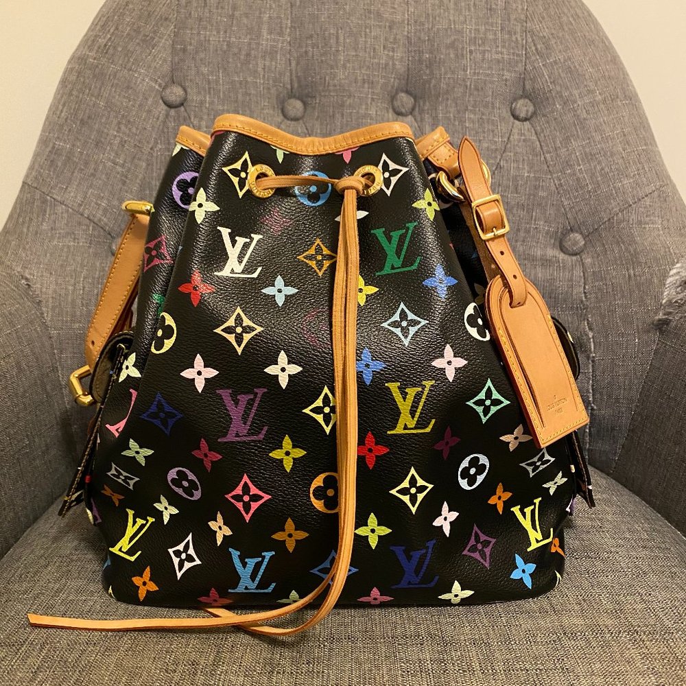 LOUIS VUITTON Monogram Multicolor Petit Noe Black